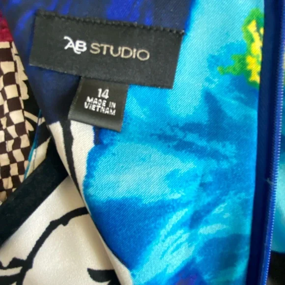 Sleeveless AB Studio Blue Floral Dress - Picture 8 of 16